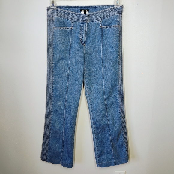 Escada Y2K Cropped Jeans Womens 38 US 6/8 Blue Pintuck Retro Medium Wash - Picture 1 of 16